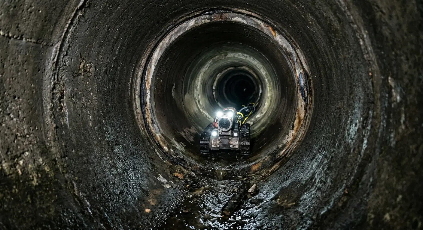 Robotic sewer camera inspecting pipe interior for Drain Snake Service in Tobyhanna